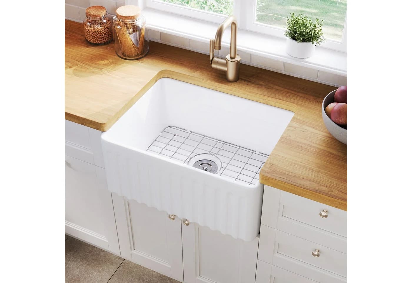 DeerValley Küchenspüle Keramik Weiß 60x45 cm Komplettset - Bild 2