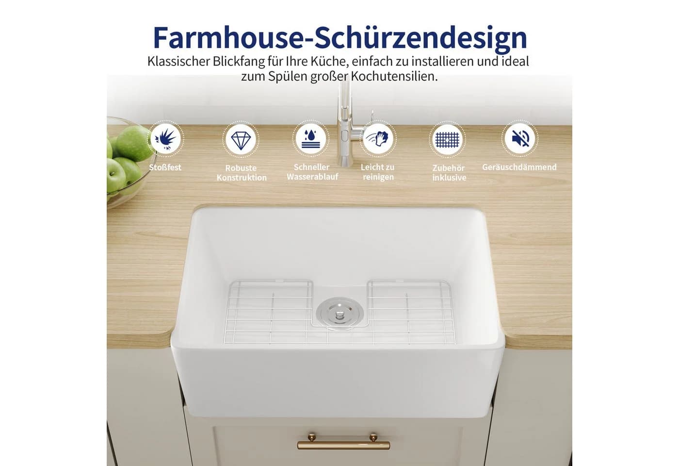DeerValley Küchenspüle Keramik Farmhouse Weiß Komplettset - Bild 4