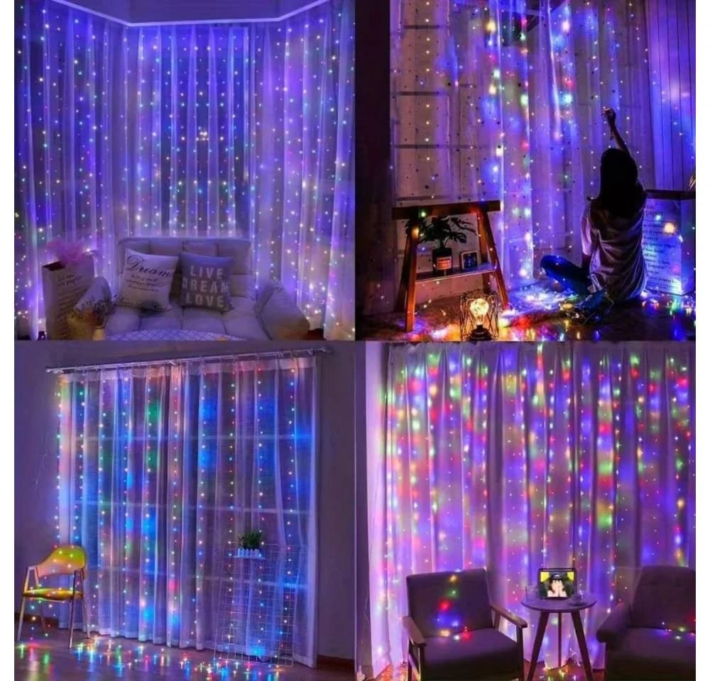 Wrischan Lichtervorhang 3x3m bunt 300 LED USB Fernbedienung - Bild 3