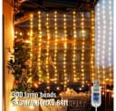 Wrischan Lichtervorhang 3x3m 300 LEDs Warmweiß USB Fernbedienung Bild 1