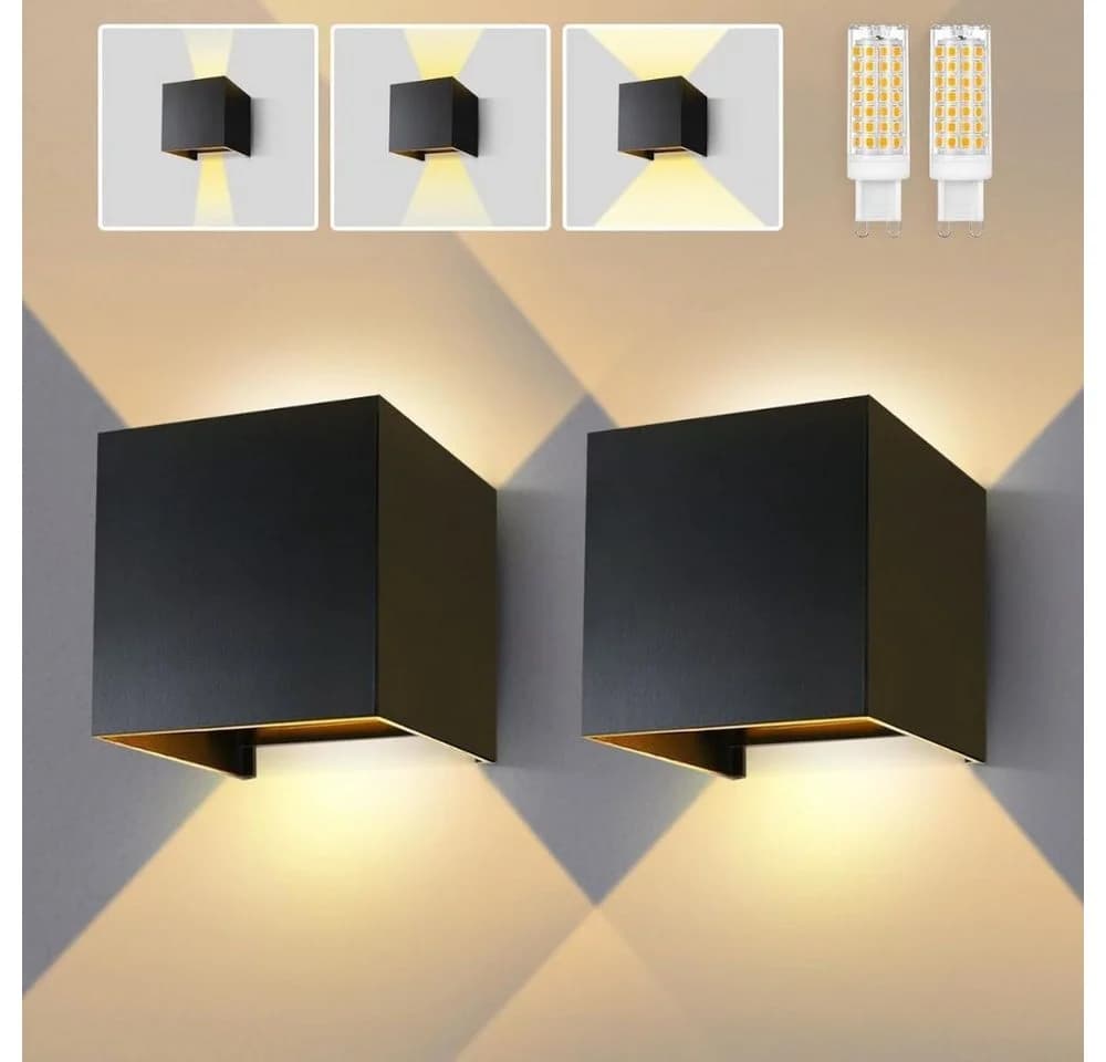 Wrischan Außen-Wandleuchte 2er-Pack LED Schwarz Verstellbar - Bild 2