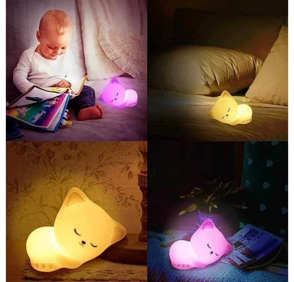 Wrischan Katzen Nachtlicht LED Silikon Lampe Touch USB - Bild 3