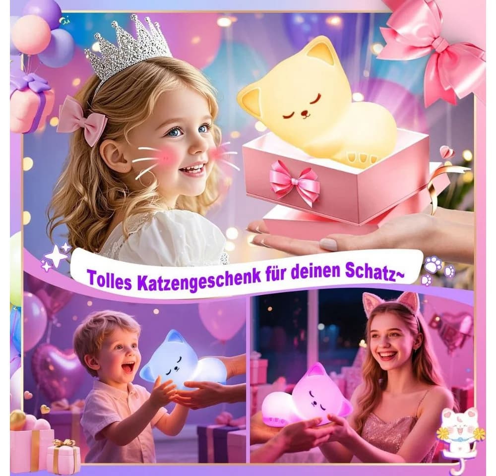 Wrischan Katzen Nachtlicht LED Silikon Lampe Touch USB - Bild 5
