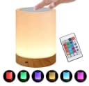 Wrischan Nachttischlampe RGB LED Touch Dimmbar Kabellos Holzoptik Bild 2