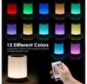 Wrischan Nachttischlampe RGB LED Touch Dimmbar Kabellos Holzoptik Bild 3