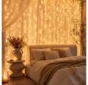 Wrischan LED-Lichtervorhang 3x3m 300 LEDs Warmweiß mit Fernbedienung Bild 1