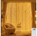 Wrischan LED-Lichtervorhang 3x3m 300 LEDs Warmweiß mit Fernbedienung Bild 2