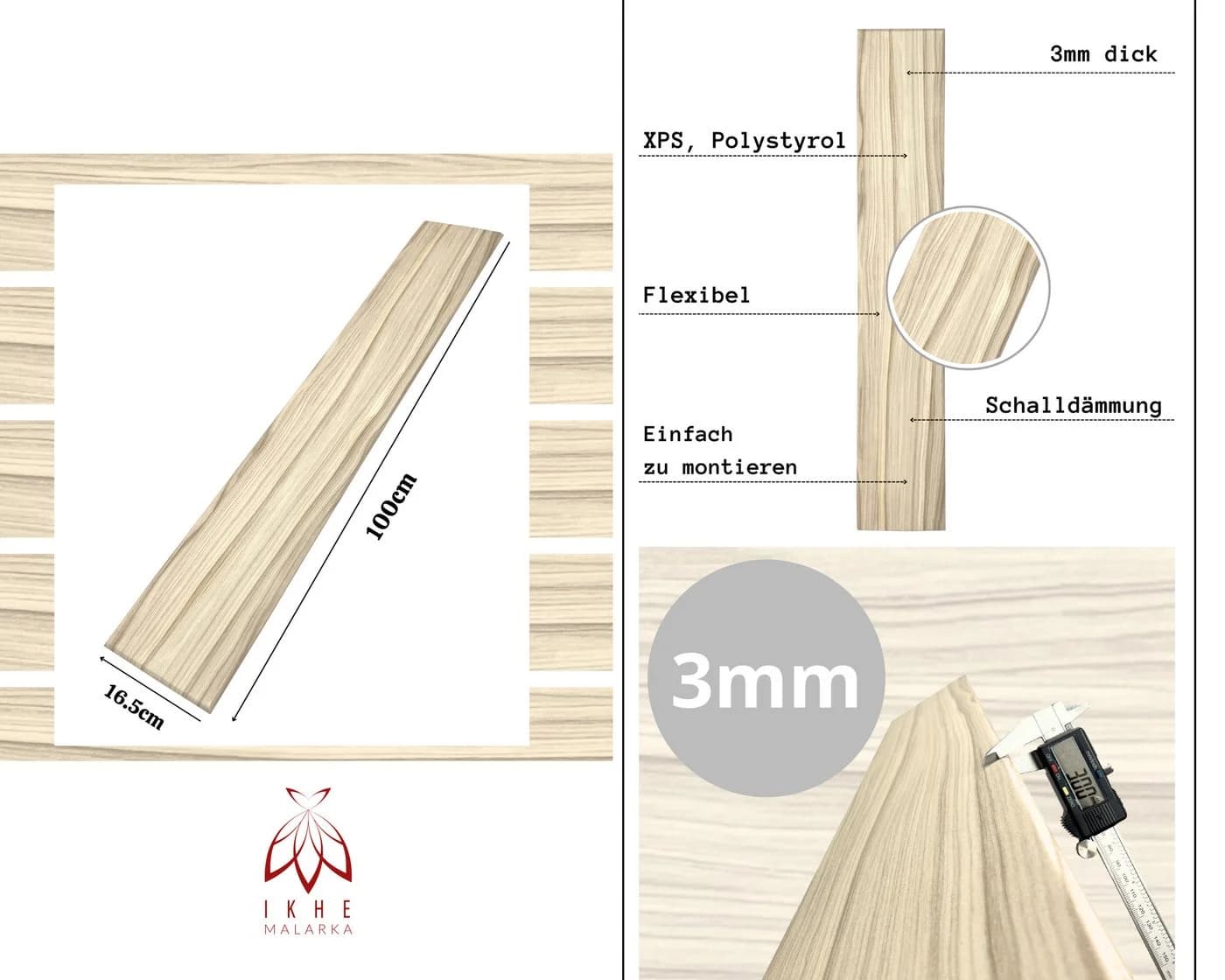 IKHEMalarka 3D Wandpaneel XPS Holzoptik Marmor Imitat 120 Stk - Bild 3