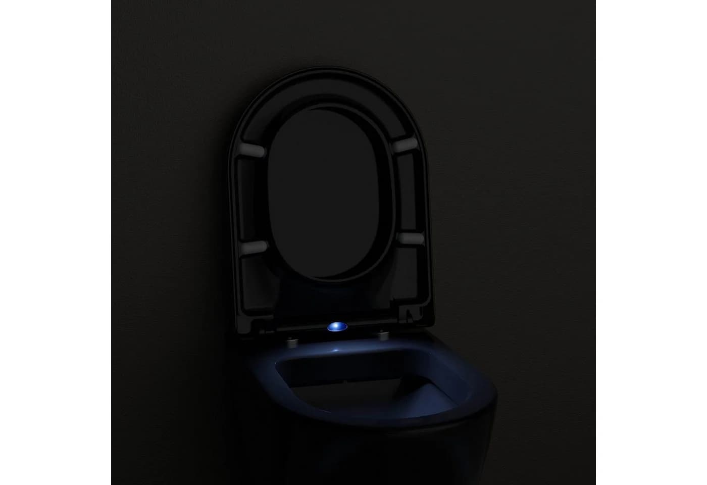 Bernstein WC-Sitz U1002 Komplett-Set Schwarz D-Form Absenkautomatik LED-Licht - Bild 4