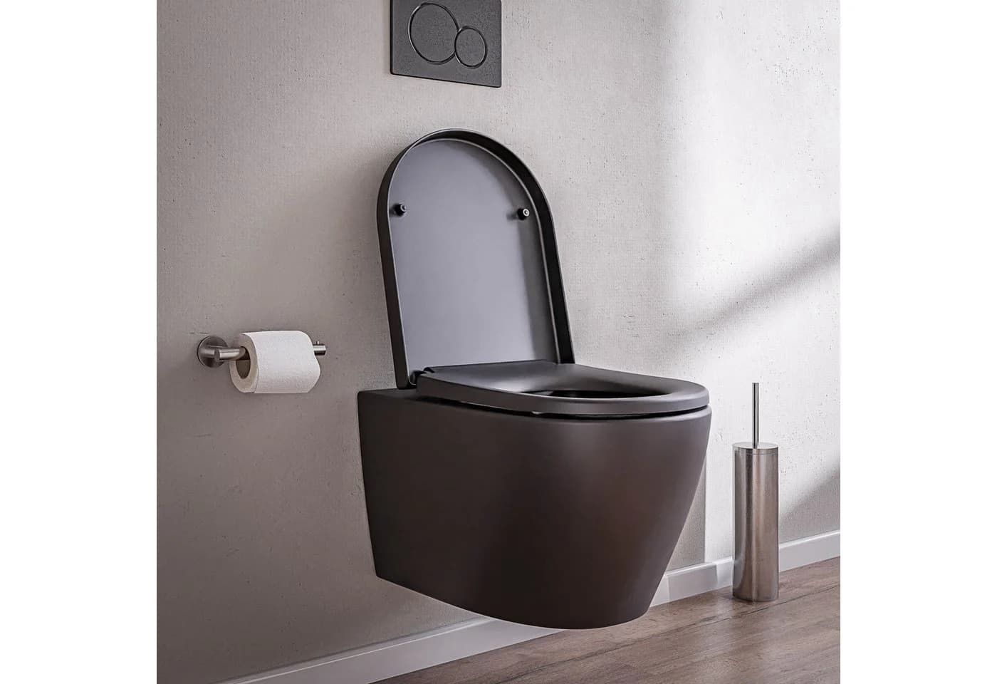 Wand-Hänge-WC Modern Schwarz Matt - Bild 3