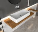 Bernstein Waschbecken PB2013 aus Mineralguss Solid Stone - 80 x 40 x 14,5 cm - Weiß Matt Bild 1