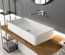 Bernstein Waschbecken PB2013 aus Mineralguss Solid Stone - 80 x 40 x 14,5 cm - Weiß Matt Bild 2