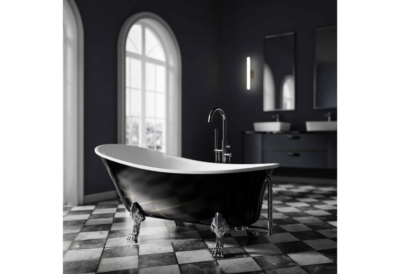 Bernstein Badewanne Paris Schwarz Retro-Design 176x71x77 cm - Bild 2