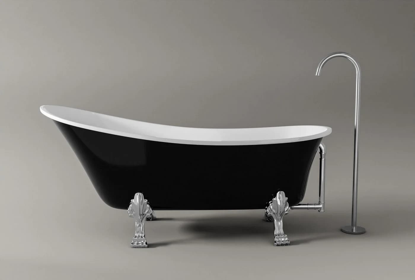 Bernstein Badewanne Paris Schwarz Retro-Design 176x71x77 cm - Bild 3