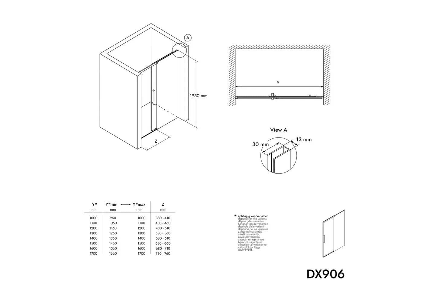 Bernstein Duschwand DX906 FLEX Schwarz ESG Glas Soft-Close - Bild 5