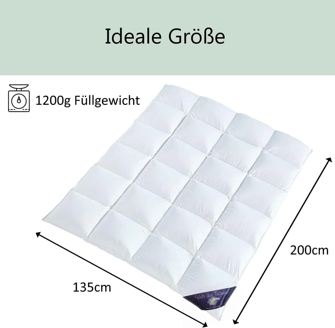 Welt der Träume Daunenbettdecke + Daunenkissen 135x200cm 60% Daunen - Bild 4
