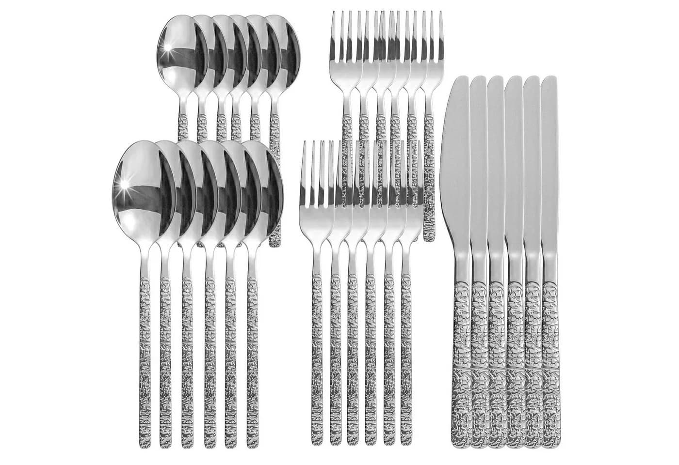 Roxlin Besteckset 30-tlg. Stein Design Edelstahl Gold/Schwarz/Silber