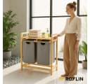 Roxlin Wäschekorb Bambus 100L 2 Fächer Grau Bild 1