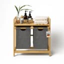 Roxlin Wäschekorb Bambus 100L 2 Fächer Grau Bild 2