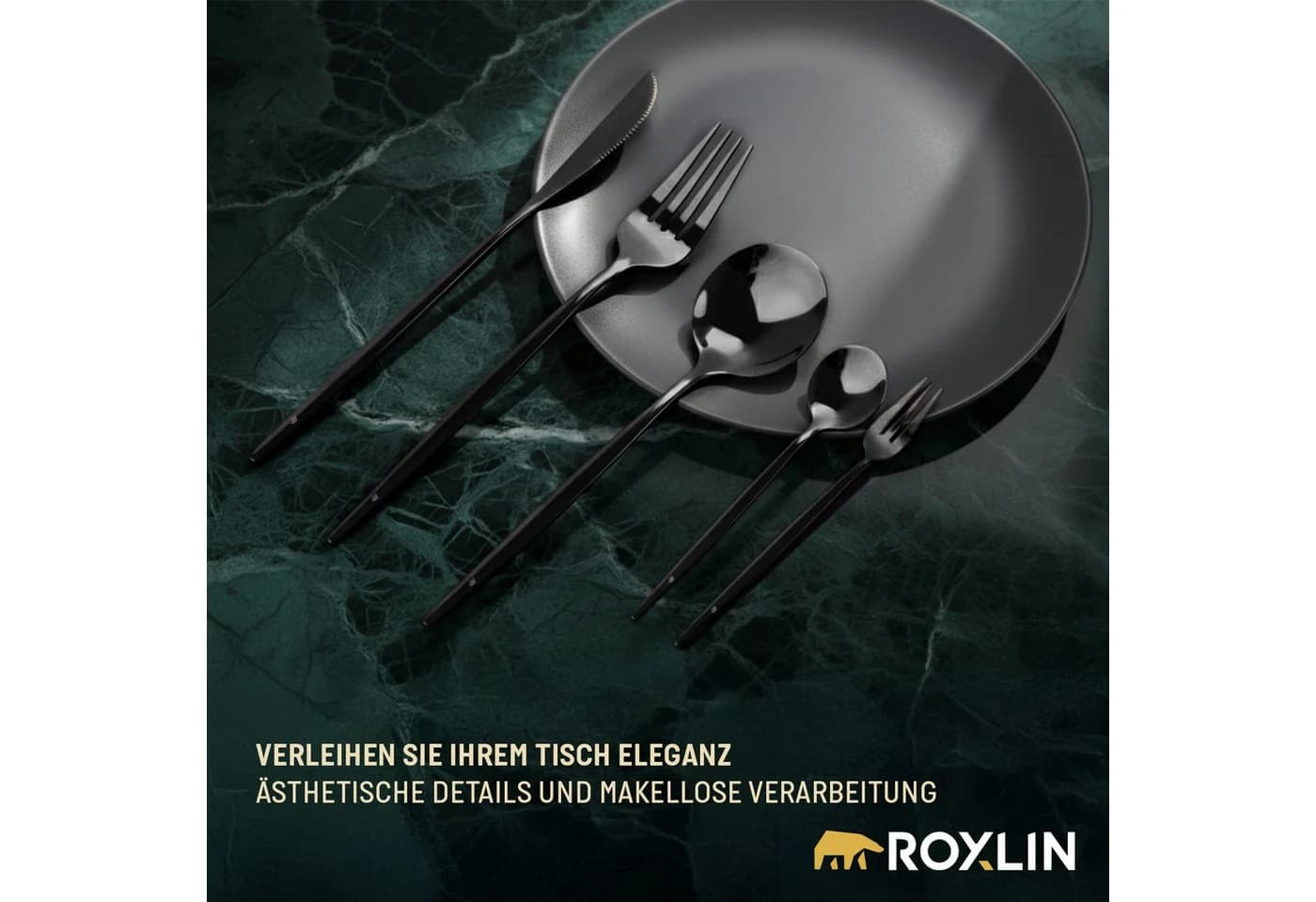 Roxlin Besteck-Set 30-teilig Edelstahl Schwarz Gold Rosa Silber Modern Elegant