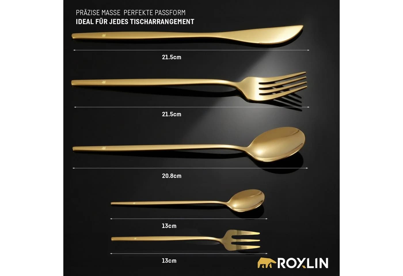 Roxlin Besteck-Set 30-teilig Edelstahl Gold Modern - Bild 3