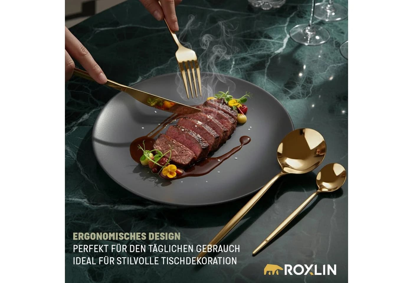 Roxlin Besteck-Set 30-teilig Edelstahl Gold Modern - Bild 4