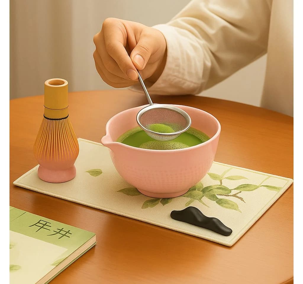 Roxlin Matcha-Set 7-teilig Keramik Bambus-Besen Rosa - Bild 3