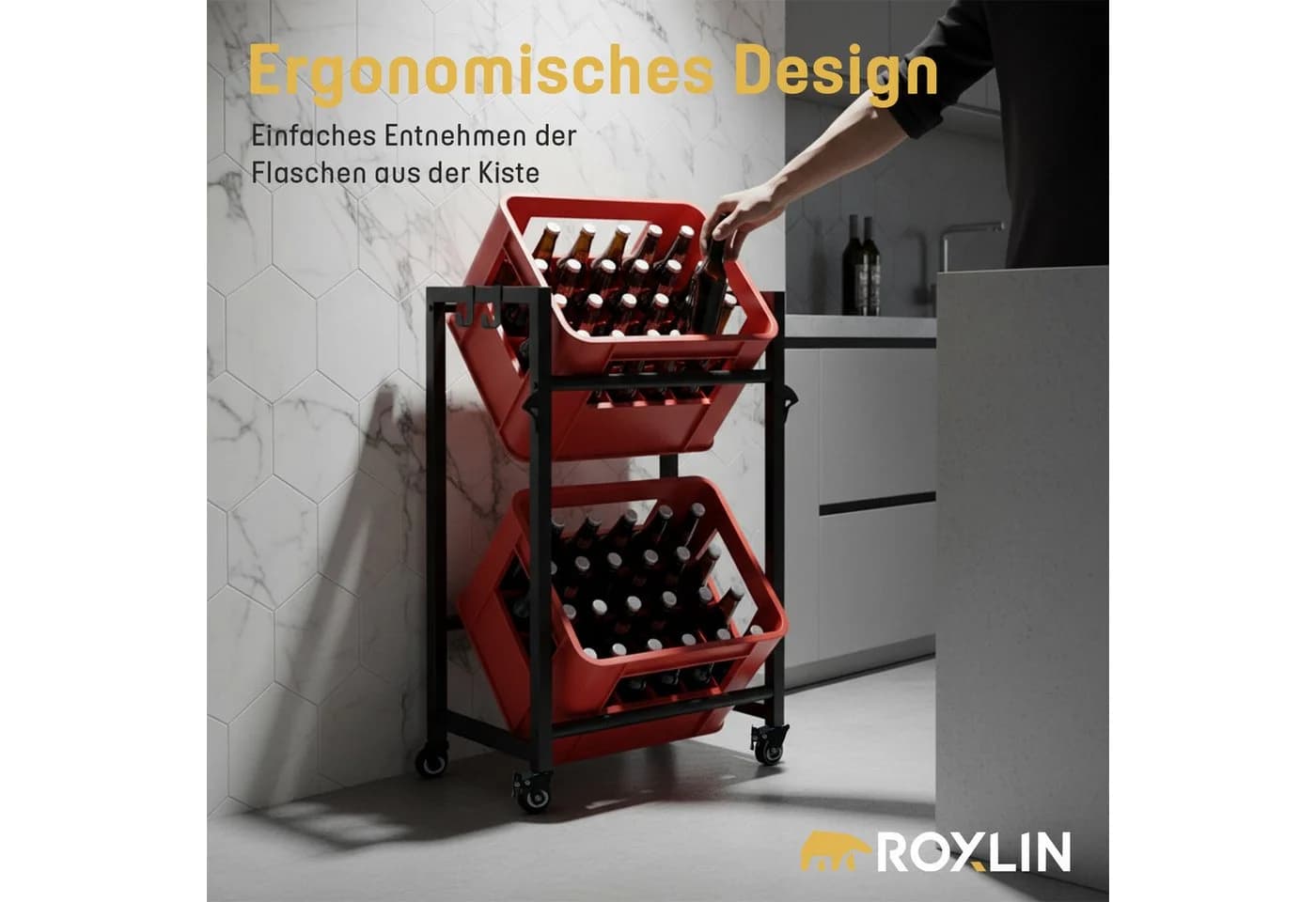 Roxlin Getränkekistenregal Metallregal mit Ablage