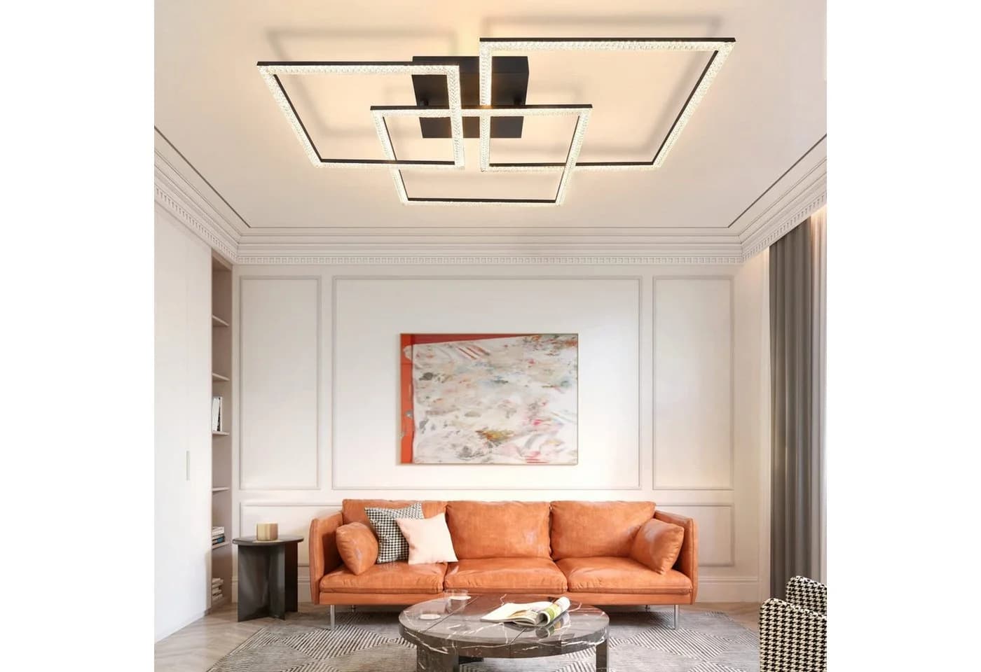 ZMH LED Deckenleuchte Dreifaches Quadratisches Design Kristall 82W Dimmbar - Bild 4