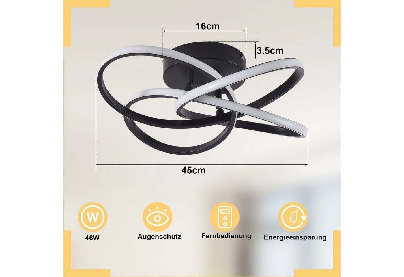 ZMH LED Deckenleuchte Schlafzimmerlampe Modern Blume 46W - Bild 3