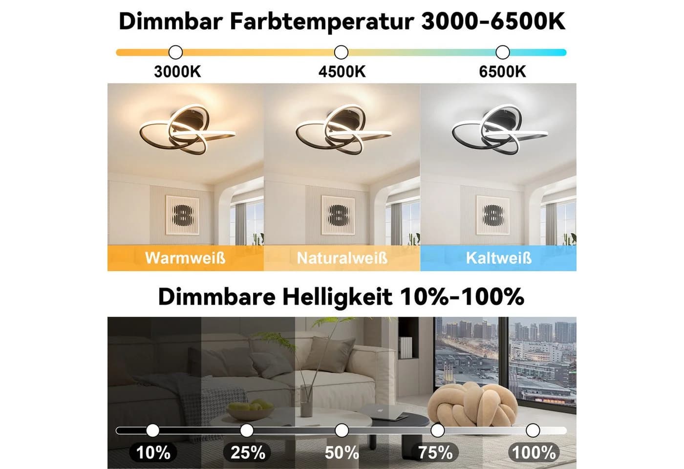 ZMH LED Deckenleuchte Schlafzimmerlampe Modern Blume 46W - Bild 4