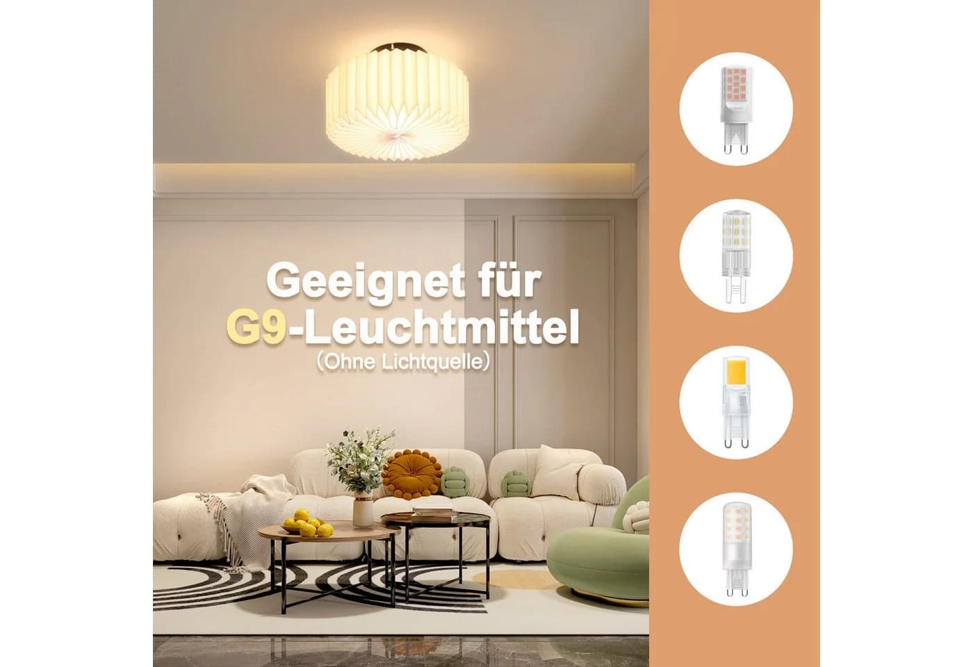 ZMH Deckenleuchte Vintage Papier Lampenschirm Schwarz/Weiß