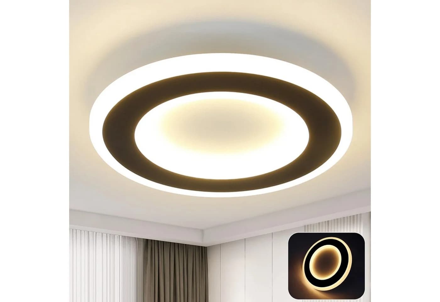 ZMH LED Deckenleuchte Schwarz und Weiß Flurlampe 24cm - Bild 2