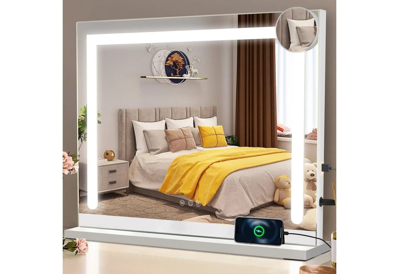 ZMH Schminkspiegel mit Beleuchtung Dimmbar Weiß USB - Bild 2