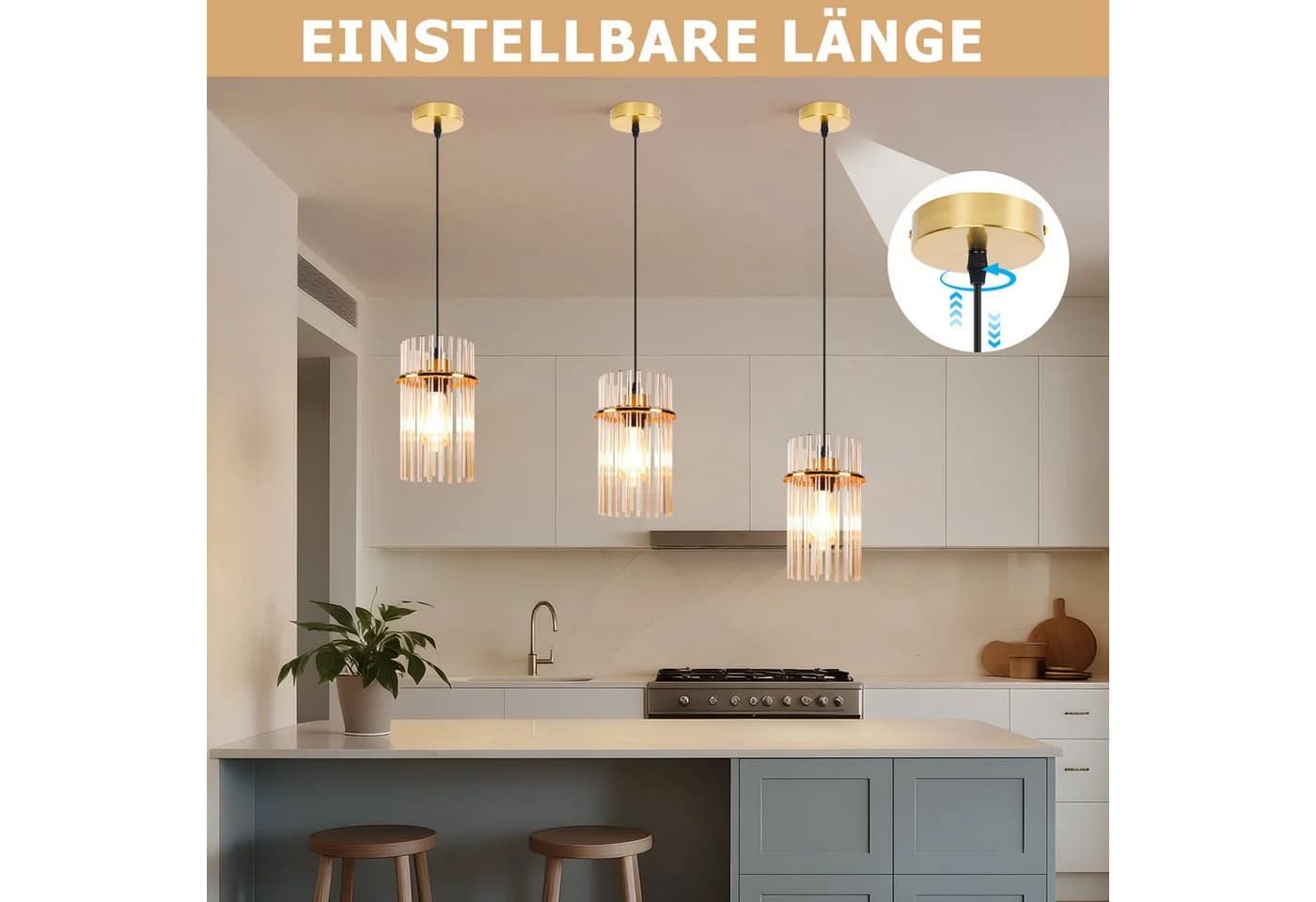 ZMH Pendelleuchte Lichtmaler Hängeleuchte 1 Flammig Hängelampe Glas E27, ohne Leuchtmittel - Bild 5