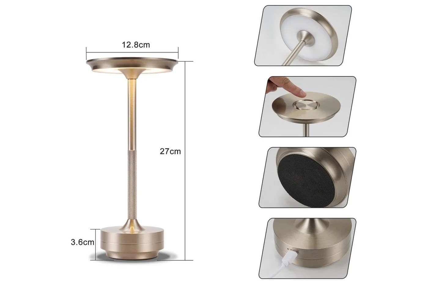 ZMH LED Tischleuchte Kabellos Nachttischlampe Touch Dimmbar 3000-6500K - Bild 5