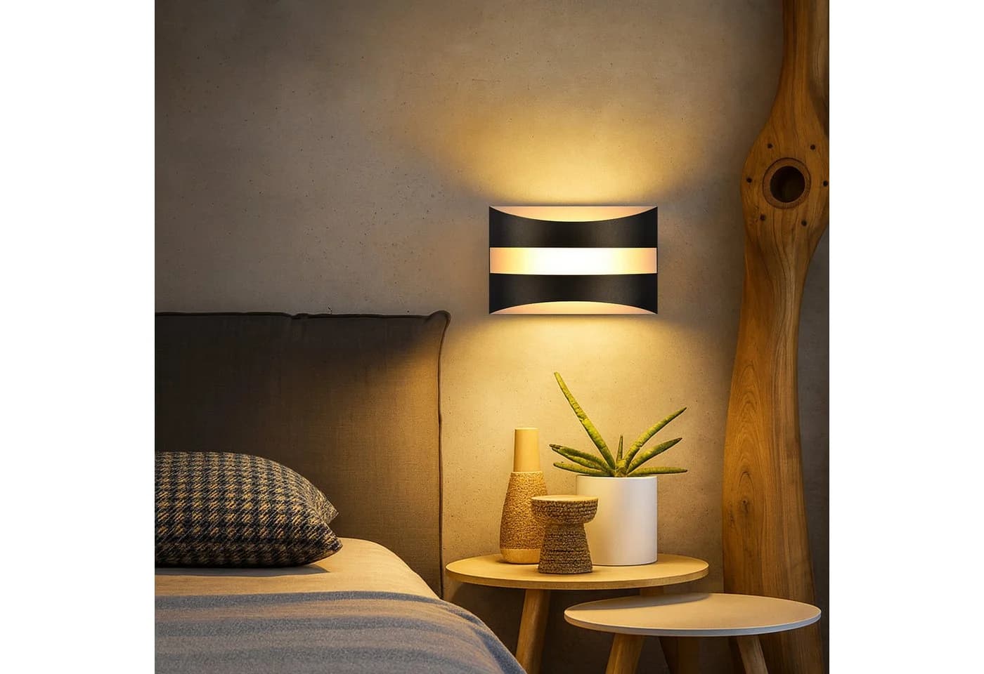 ZMH LED Wandleuchte Schwarz Modern Design 3000K Warmweiß - Bild 3