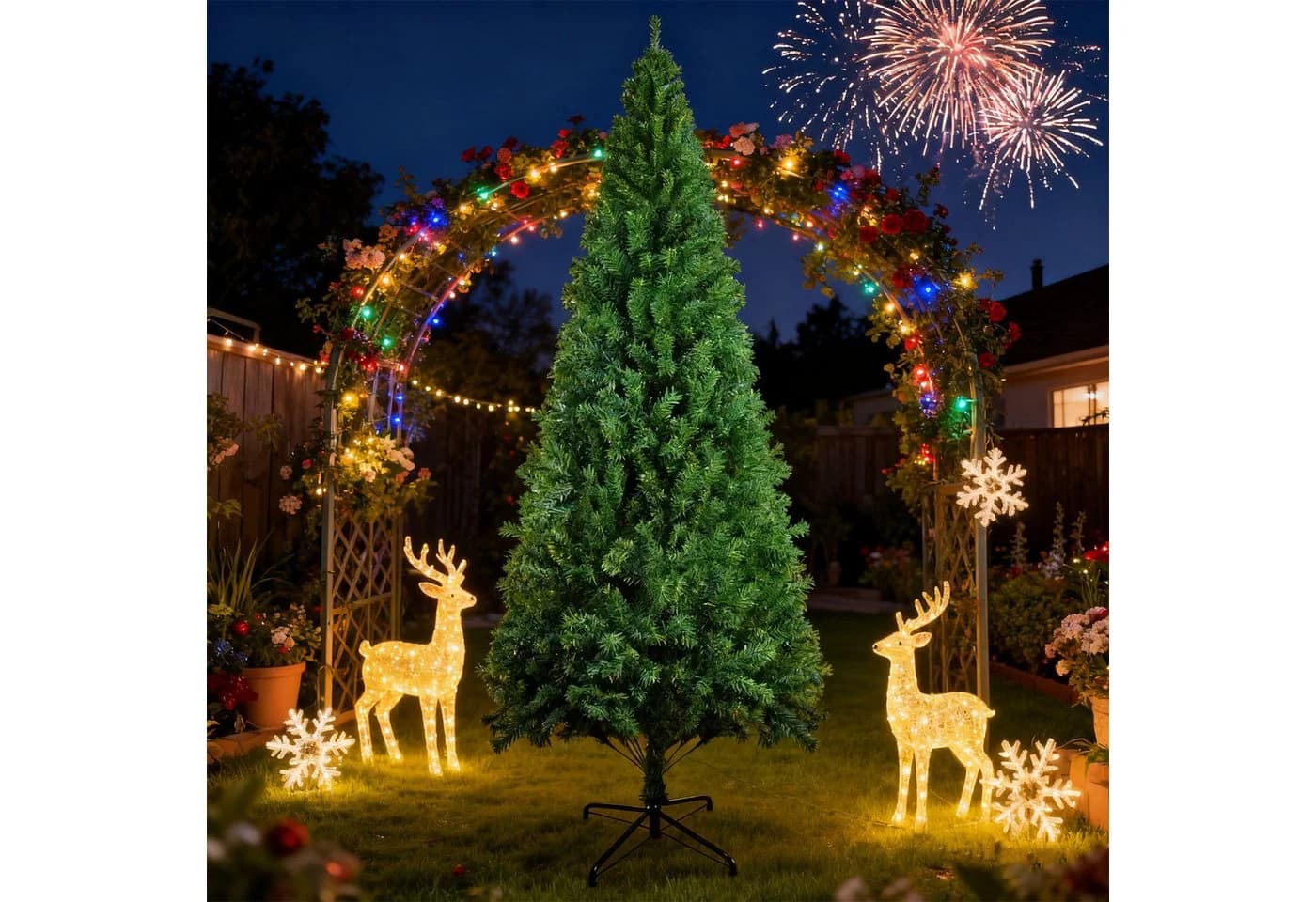 ZMH Künstlicher Weihnachtsbaum 210cm Grün-Weiß PVC & PE - Bild 5