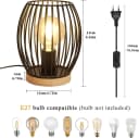 Riserva Retro Tischlampe Schwarz E27 Fassung Holz Basis Bild 4