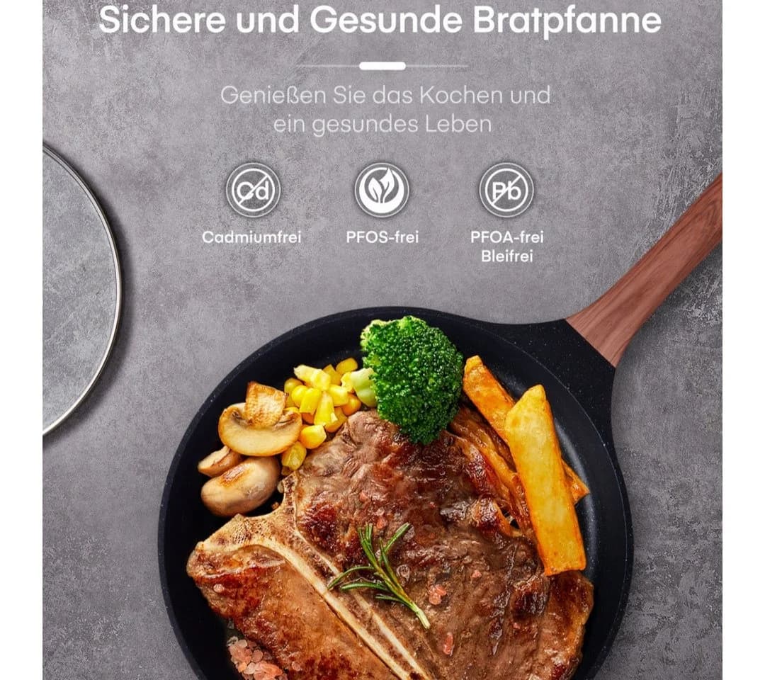 D.Perlla Antihaft-Bratpfanne 28 cm mit Deckel Aluminium