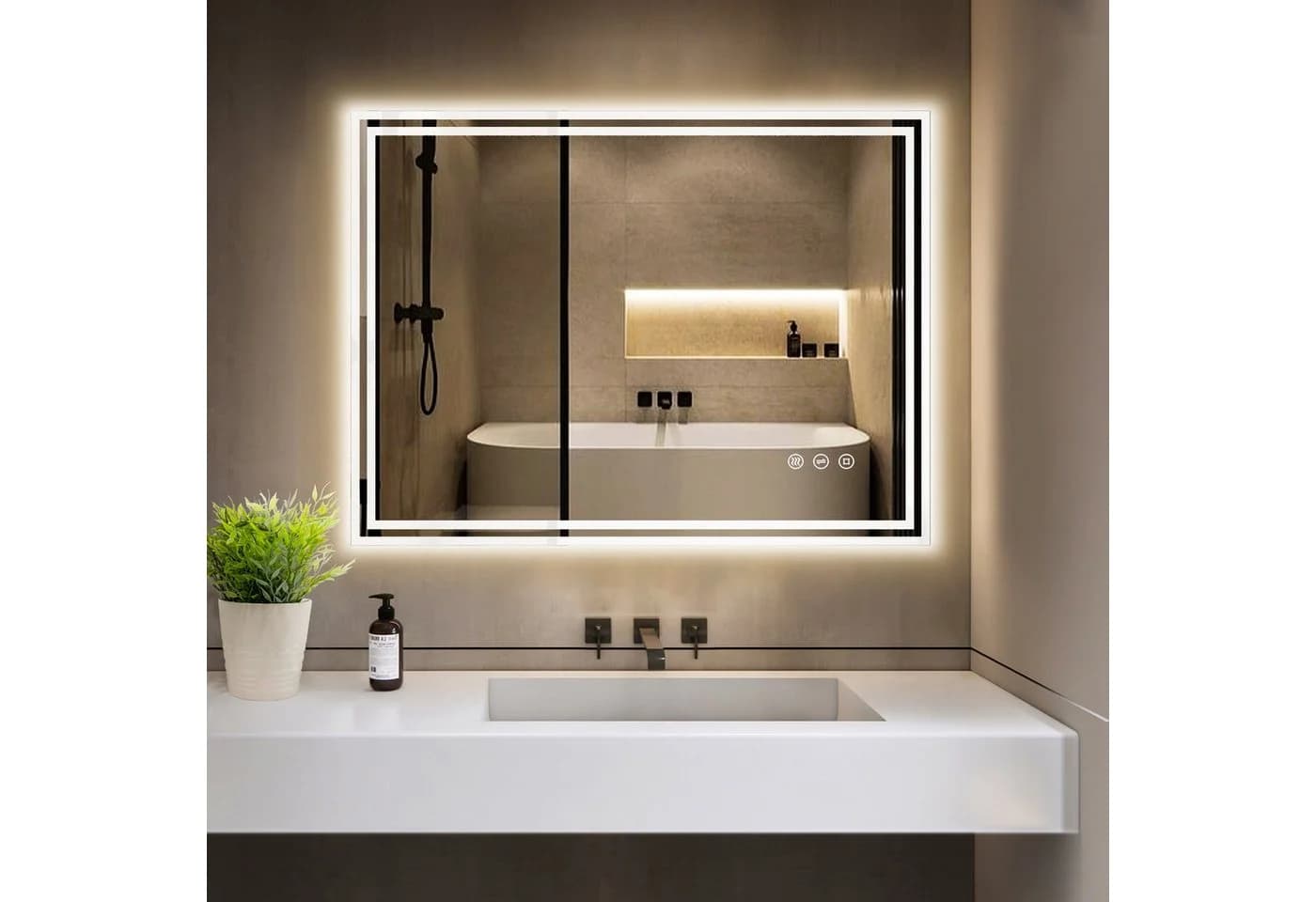 GIMBELEN Badspiegel mit LED, Touchschalter & Steckdose - Bild 2