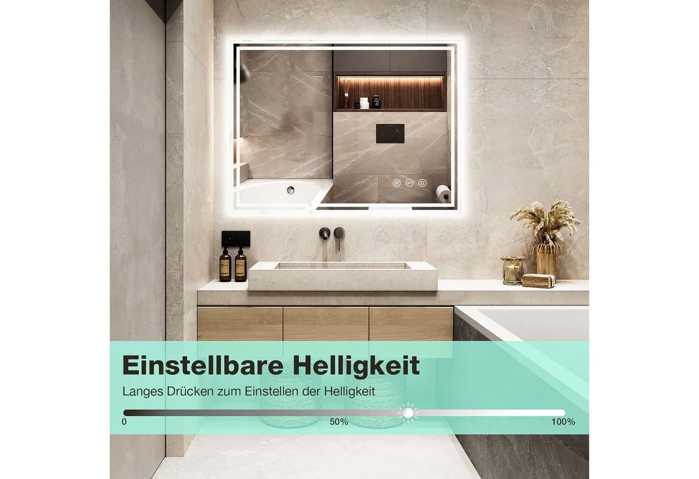 GIMBELEN Badspiegel mit LED, Touchschalter & Steckdose - Bild 5