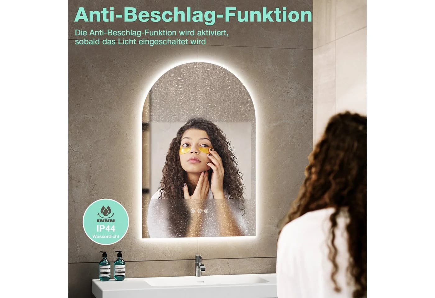GIMBELEN Badspiegel mit Beleuchtung Silber Touch-Schalter Dimmbar - Bild 4