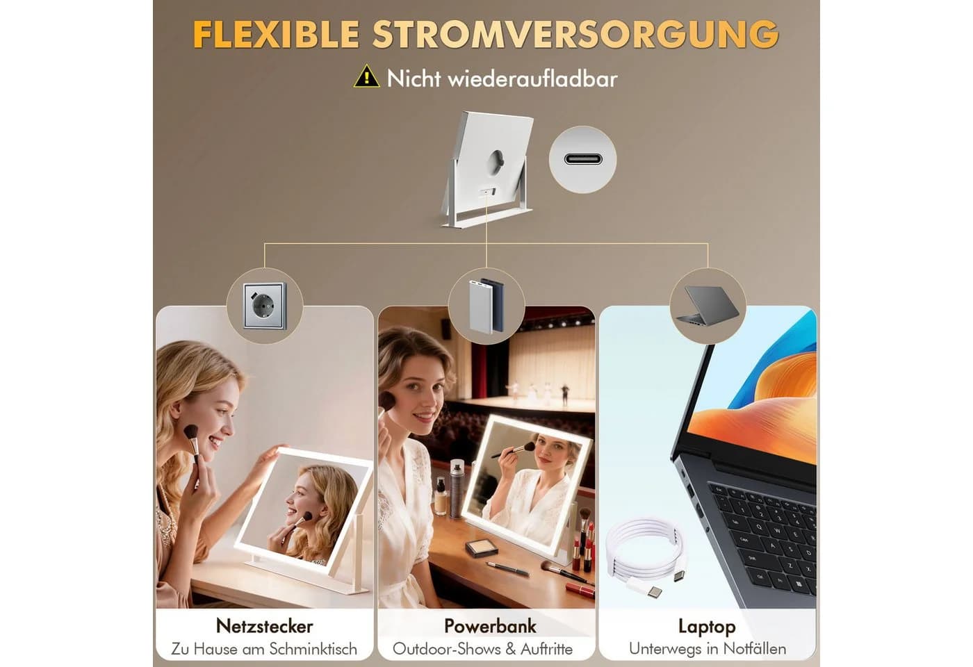 GIMBELEN Schminkspiegel mit LED-Beleuchtung & Dimmer - Bild 5