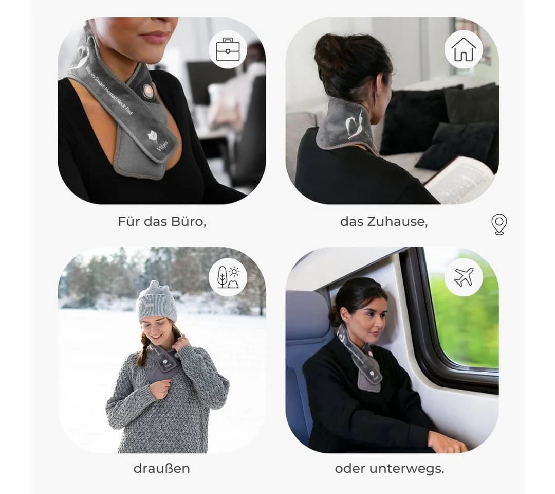 Vulpés Nackenkissen NeckPad Pro - Kabelloses beheizbares Nackenkissen Grau - Bild 5