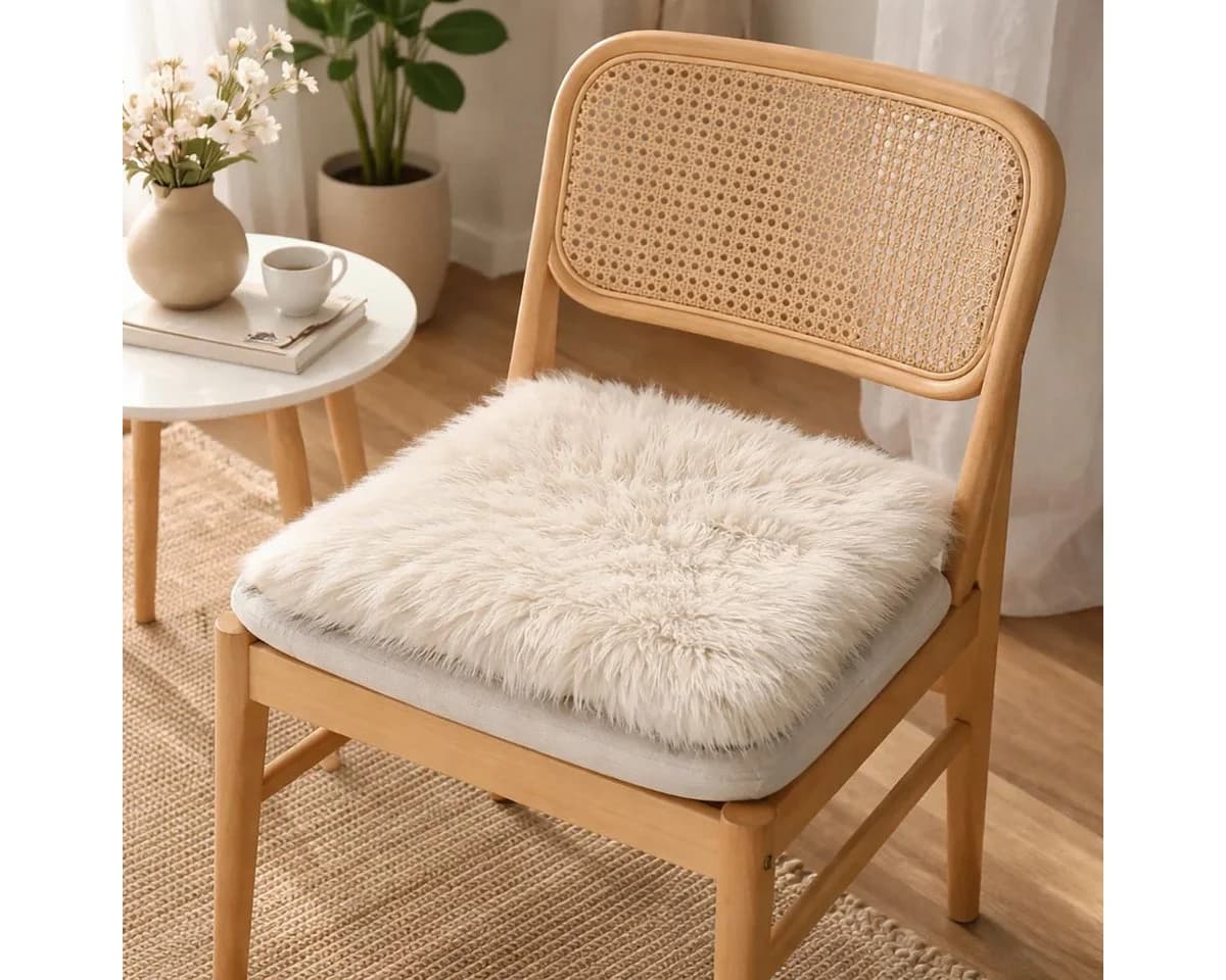 Provellus Sitzkissen Vegane Felloptik 40x40 cm Weiß - Bild 3