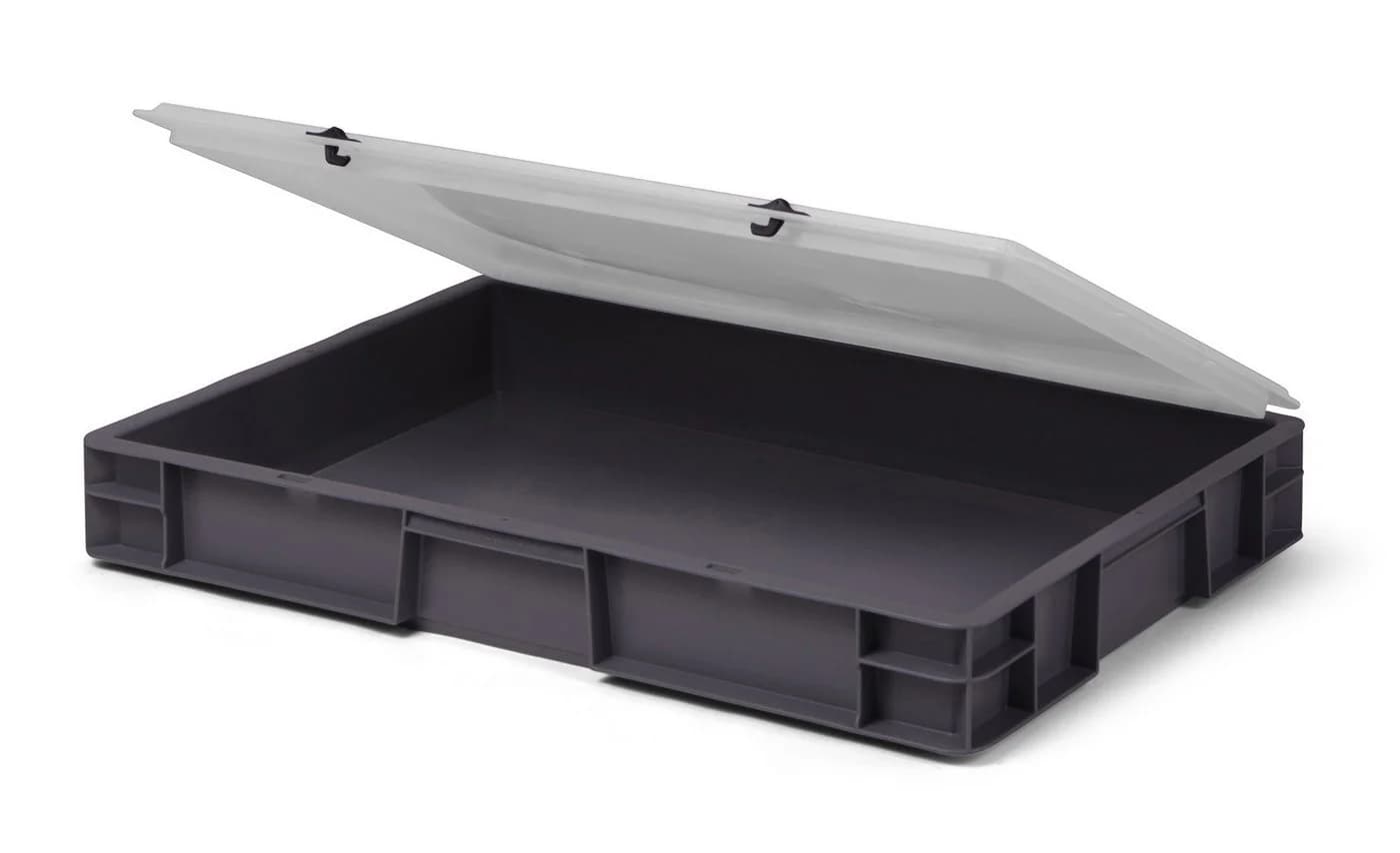 1a-Topstore Aufbewahrungsbox Grau Stapelbar mit transparentem Deckel