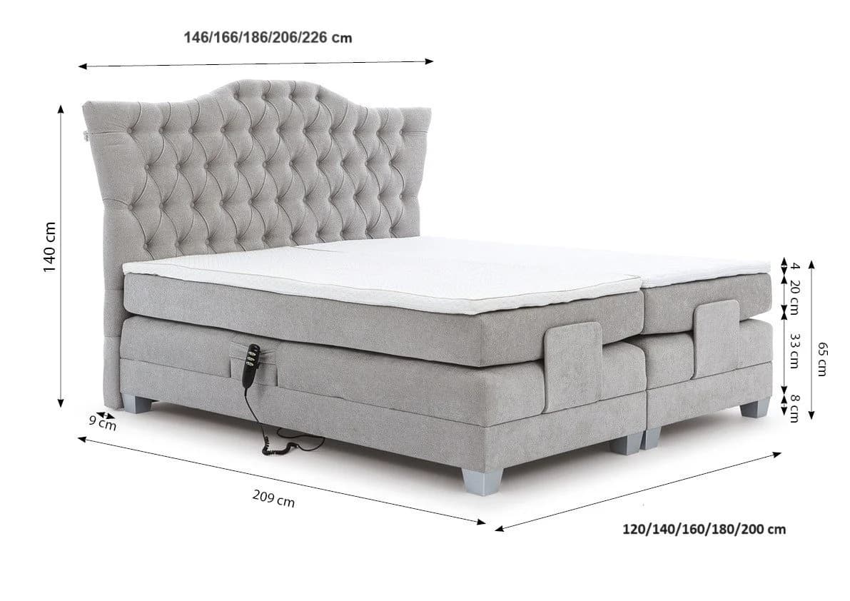 Fun Möbel Boxspringbett FAUSTO Elektrisch mit Topper Stoff Wind - Bild 3