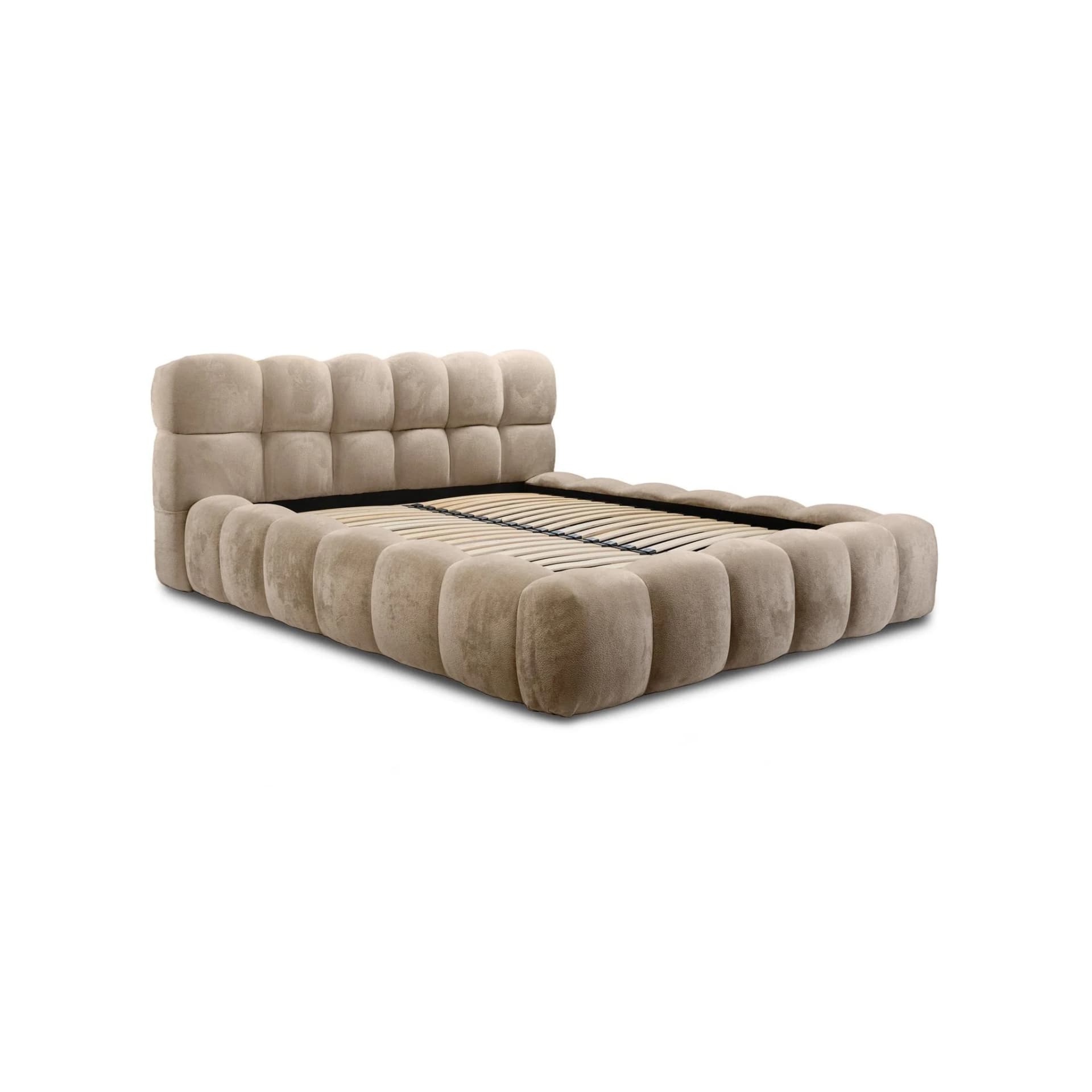 Fun Möbel Polsterbett AURELIA Beige inkl. Lattenrost & Bettkasten