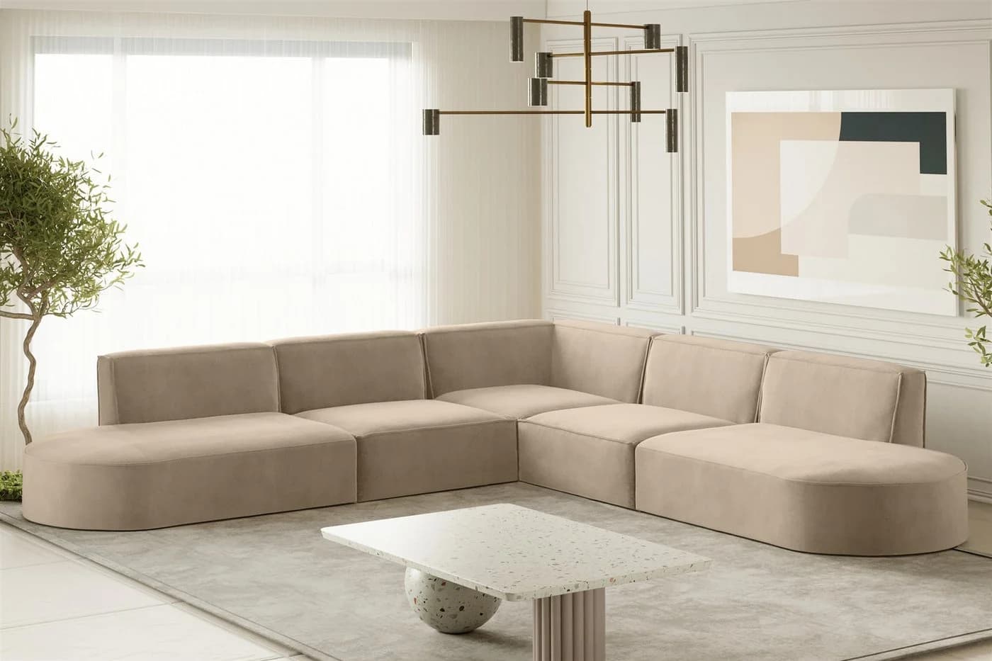 Fun Möbel Ecksofa PALMA Universal Beige Stoff - Bild 2